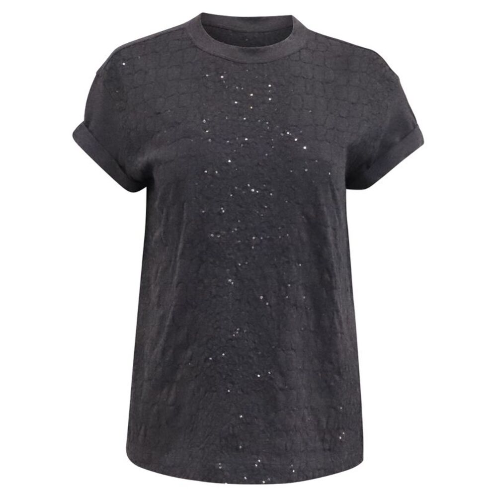 Brunello Cucinelli Crew Neck Short Sleeve T-Shirt in Grey Cotton